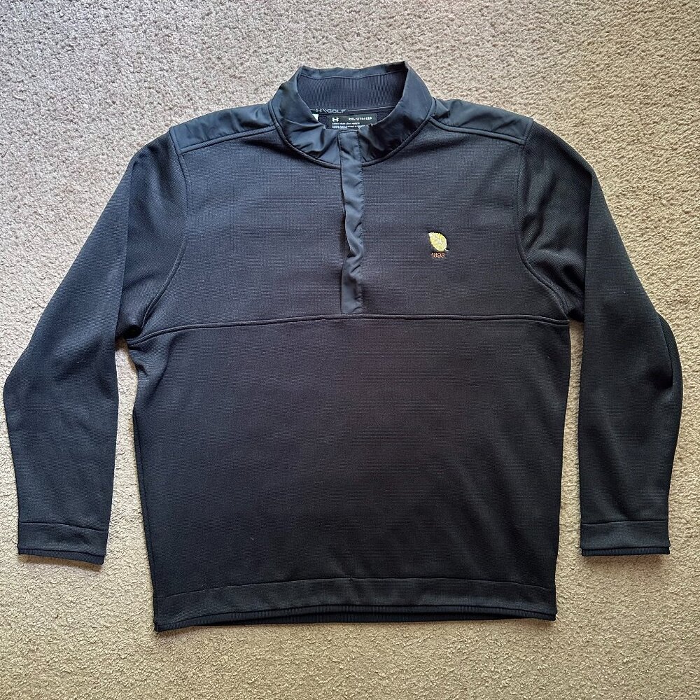 Under Armour Sweater Mens 2XL 1/4 Zip Mock Neck Fleece Black Golf Pullover